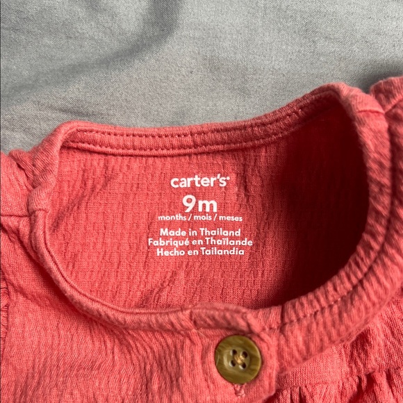 Carter's Coral Pink Ruffle Button Baby Matching Set - Picture 6 of 6